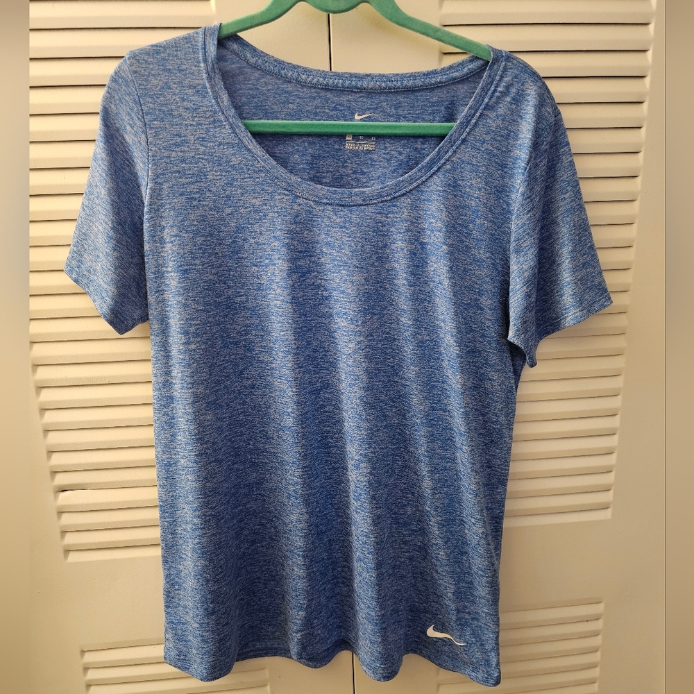 Nike Women's Heathered Blue Dri-fit Athletic Top - XL